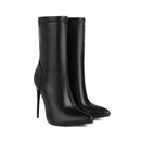 Botas de meia sexy para mulheres 12cm salto alto fino senhoras dedo do pé pontiagudo botas de tornozelo curto plus size 46 deslizamento-em sapatos de inverno botas mujer