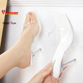 Tamanho 35-45 chinelos de pvc transparente senhoras 9cm salto alto fino mules verão ao ar livre sexy sapatos femininos moda sandálias de dedo do pé quadrado