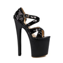 20cm super salto alto boate rainha glitter sapatos de dança cruz oco fivela plataforma verão palco mostrar sandálias lantejoulas feminino