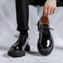 Sapatos de couro casual masculino, alta sola, plataforma, japonês, harajuku, streetwear coreano, lustroso, negócios, casamento, moda