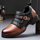 Botas Retro de Cano Baixo para Homens, com Zíper, em Couro Genuíno, Moda Masculina, Sapatos de Plataforma de Alta Qualidade