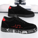 Tênis respiráveis de cano médio, design gráfico de coração e música, sapatos casuais de streetwear para casais, dia dos namorados e presente de aniversário