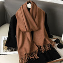 62 cores sólidas mulheres cachecol de inverno quente engrossar xale de caxemira moda ao ar livre luxo borlas pashmina senhora envoltório cachecóis à prova de vento