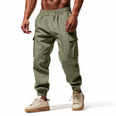 2026 novas calças masculinas casuais multi-bolso masculino capa fechada amarrada algodão e linho leggings de perna reta masculino