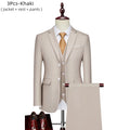 Luxo 3 peças terno de casamento masculino moda magro cor sólida negócios escritório terno define tamanho grande masculino blazer + calças + colete
