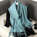 62 cores sólidas mulheres cachecol de inverno quente engrossar xale de caxemira moda ao ar livre luxo borlas pashmina senhora envoltório cachecóis à prova de vento