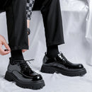 Sapatos de couro casual masculino, alta sola, plataforma, japonês, harajuku, streetwear coreano, lustroso, negócios, casamento, moda
