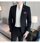 (Jaqueta + calças) marca de alta qualidade boutique cor sólida masculino casual negócios escritório terno noivo vestido casamento festa blazer calças