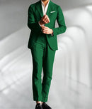 Green Linen Male Suits Wedding Tuxedo Business Fashion Blazer Sets Custom Made Two Pieces (Jacket+Pants) Conjuntos De Chaqueta