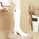 2025 novo outono inverno quente senhora sapatos confortáveis salto grosso apontou toe cor sólida jackboot salto alto feminino joelho-botas altas