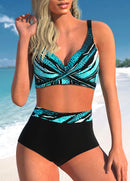 Conjunto de biquíni retrô estampado feminino, elástico alto, estampa preto e branco, regata, maiô de praia sexy feminino, novo, verão, S-5XL