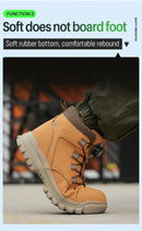 Sapatos de trabalho com botão rotativo para homens, botas protetoras anti-punctura, tênis à prova d'água, sapatos de segurança de trabalho, antiderrapantes, com biqueira de aço