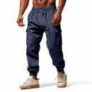 2026 novas calças masculinas casuais multi-bolso masculino capa fechada amarrada algodão e linho leggings de perna reta masculino