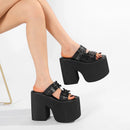 Gdgydh-sandálias plataforma com fivela para as mulheres, sapatos abertos, estilo cunha, moda, para o verão