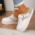 À prova dwaterproof água eva peludo mules chinelos feminino 2025 inverno fivela de metal quente chinelos de pelúcia macio fundo grosso não deslizamento slides internos