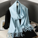 62 cores sólidas mulheres cachecol de inverno quente engrossar xale de caxemira moda ao ar livre luxo borlas pashmina senhora envoltório cachecóis à prova de vento
