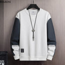 2026 Men's Casual Sweatshirts Fashion Harajuku Streetwear Long Sleeve Patchwork Loose O-Neck Pullover Tops Hip Hop Hoodies Male