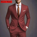 Novo Terno Masculino de Luxo Elegante 2026 - Conjunto de 2 Peças, Estilo Coreano Casual Slim Fit para Noivos e Eventos Sociais
