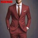 Novo Terno Masculino de Luxo Elegante 2026 - Conjunto de 2 Peças, Estilo Coreano Casual Slim Fit para Noivos e Eventos Sociais
