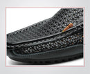 Sapatos Casuais Masculinos de Verão 2026, Marca de Luxo, Couro Genuíno, Mocassins Masculinos Vazados Respiráveis, Sapatos de Dirigir Slip-on