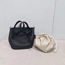 Bolsa de couro de vaca de camada superior, estilo europeu, bolsa tipo balde, cesta de vegetais frescos, bolsa fena com al...