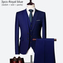 Luxo 3 peças terno de casamento masculino moda magro cor sólida negócios escritório terno define tamanho grande masculino blazer + calças + colete