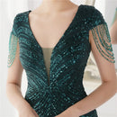Deerveado elegante decote em v sereia vestido de noite longo luxo contas feminino vestidos de festa à noite 2025 novo vestido formal 19085
