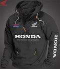 Moletom com capuz de motocicleta Honda masculino com estilo esportivo europeu com zíper e bolso solto suéter casual com capuz nos ombros