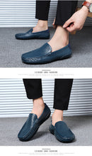 Sapatos Casuais Masculinos de Verão 2026, Marca de Luxo, Couro Genuíno, Mocassins Masculinos Vazados Respiráveis, Sapatos de Dirigir Slip-on