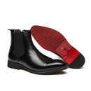 Chelsea botas para homens sola vermelha pu tornozelo negócios dedo do pé redondo deslizamento-em botas masculinas frete grátis tamanho 38-46 sapatos masculinos