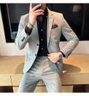 (Jaqueta + calças) marca de alta qualidade boutique cor sólida masculino casual negócios escritório terno noivo vestido casamento festa blazer calças