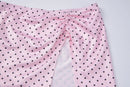 Maiô Feminino com Estampa de Poá Rosa, Conjunto de 3 Peças com Sutiãs e Saias Divididas, Moda Praia