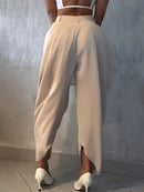 Calças Cargo Harem Femininas de Cintura Média com Design Franzido, Estilo Casual Urbano, Tendência 2026, Calças de Trabalho para Escritório