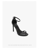 Moda tornozelo cinta ao ar livre sandálias para mulher 6cm 8cm 10cm verão salto alto preto banda estreita stiletto elegante senhoras sapatos