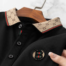 Camisa Polo Masculina Premium com Detalhes Listrados, Emblema Bordado, Tecido Respirável, Versátil para Trabalho e Ocasiões Casuais