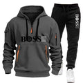 Conjunto Masculino de Moletom e Calça 2 Peças Primavera/Outono 2026, Novo, para Corrida ao Ar Livre, Corta-Vento, com Zíper, Quente, Roupa Esportiva Masculina