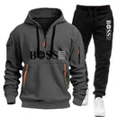 Conjunto Masculino de Moletom e Calça 2 Peças Primavera/Outono 2026, Novo, para Corrida ao Ar Livre, Corta-Vento, com Zíper, Quente, Roupa Esportiva Masculina