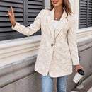 2025 outono e inverno novo terno jacquard único botão fino ajuste elegante casaco de deslocamento para mulher