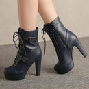Plataforma botas curtas mulher outono e inverno 12cm salto alto cinto fivela tornozelo botas 2025 sola grossa sapatos de motocicleta tamanho 35-46