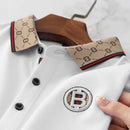 Camisa Polo Masculina Premium com Detalhes Listrados, Emblema Bordado, Tecido Respirável, Versátil para Trabalho e Ocasiões Casuais