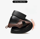 Botas Retro de Cano Baixo para Homens, com Zíper, em Couro Genuíno, Moda Masculina, Sapatos de Plataforma de Alta Qualidade