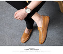 Sapatos Casuais Masculinos de Verão 2026, Marca de Luxo, Couro Genuíno, Mocassins Masculinos Vazados Respiráveis, Sapatos de Dirigir Slip-on