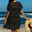 Túnica de malha de crochê feminino, manga curta sexy, oco, capas, vestido de praia, moda praia, capas femininas, K5580