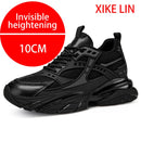 Tênis casuais masculinos com design em malha respirável, sola grossa, tênis esportivos masculinos modernos, estilo Dad Shoes com aumento de altura invisível de 6-10cm.