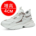 Tênis casuais masculinos com design em malha respirável, sola grossa, tênis esportivos masculinos modernos, estilo Dad Shoes com aumento de altura invisível de 6-10cm.