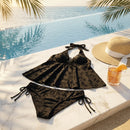 Conjunto de Biquíni Estiloso com Alça Halter em Duas Peças, Decote em V, Ajuste Slim, Moda de Praia Y2K para Mulheres