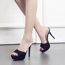 Sandálias de plataforma antiderrapante para mulheres, chinelos femininos, saltos finos, saltos super altos, sapatos de festa, verão, novo, 12cm, tamanho 34-39, 2022