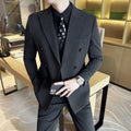 Terno Masculino Slim de Luxo Cinza e Preto M-7XL com Colete e Calça - Estilo Casual de Negócios e Abotoamento Duplo para Noivos