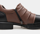 Botas Retro de Cano Baixo para Homens, com Zíper, em Couro Genuíno, Moda Masculina, Sapatos de Plataforma de Alta Qualidade