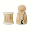 Autumn and Winter Versatile Velvet Knitted Hat Outdoor Ear Protection Thickened Warm Hat Collar Two Piece Set